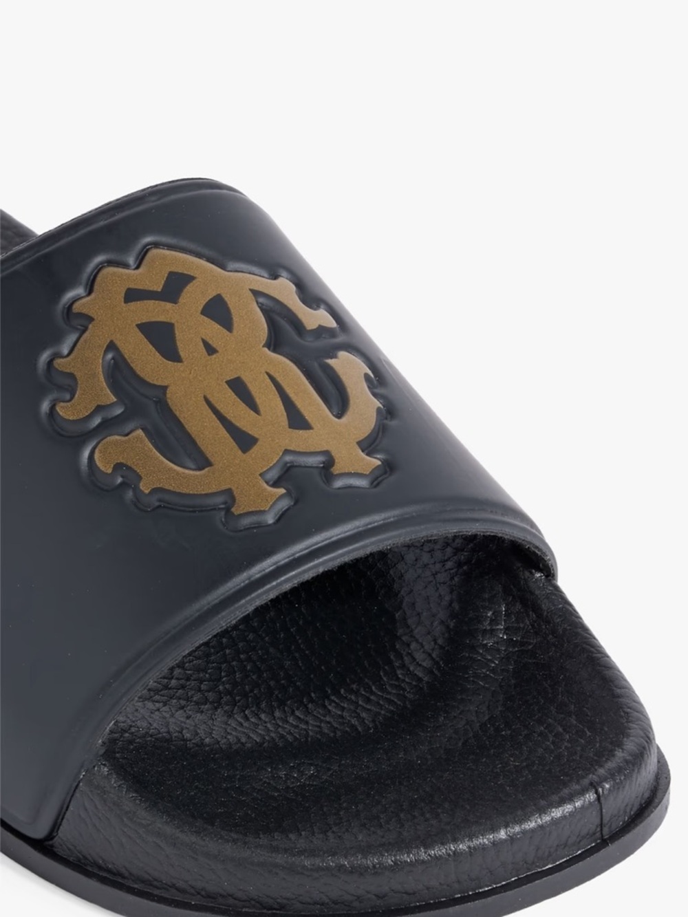 NWT Roberto Cavalli ‘Printed Embossed Rubber Slides’ in Black Size 4 - Picture 12 of 12